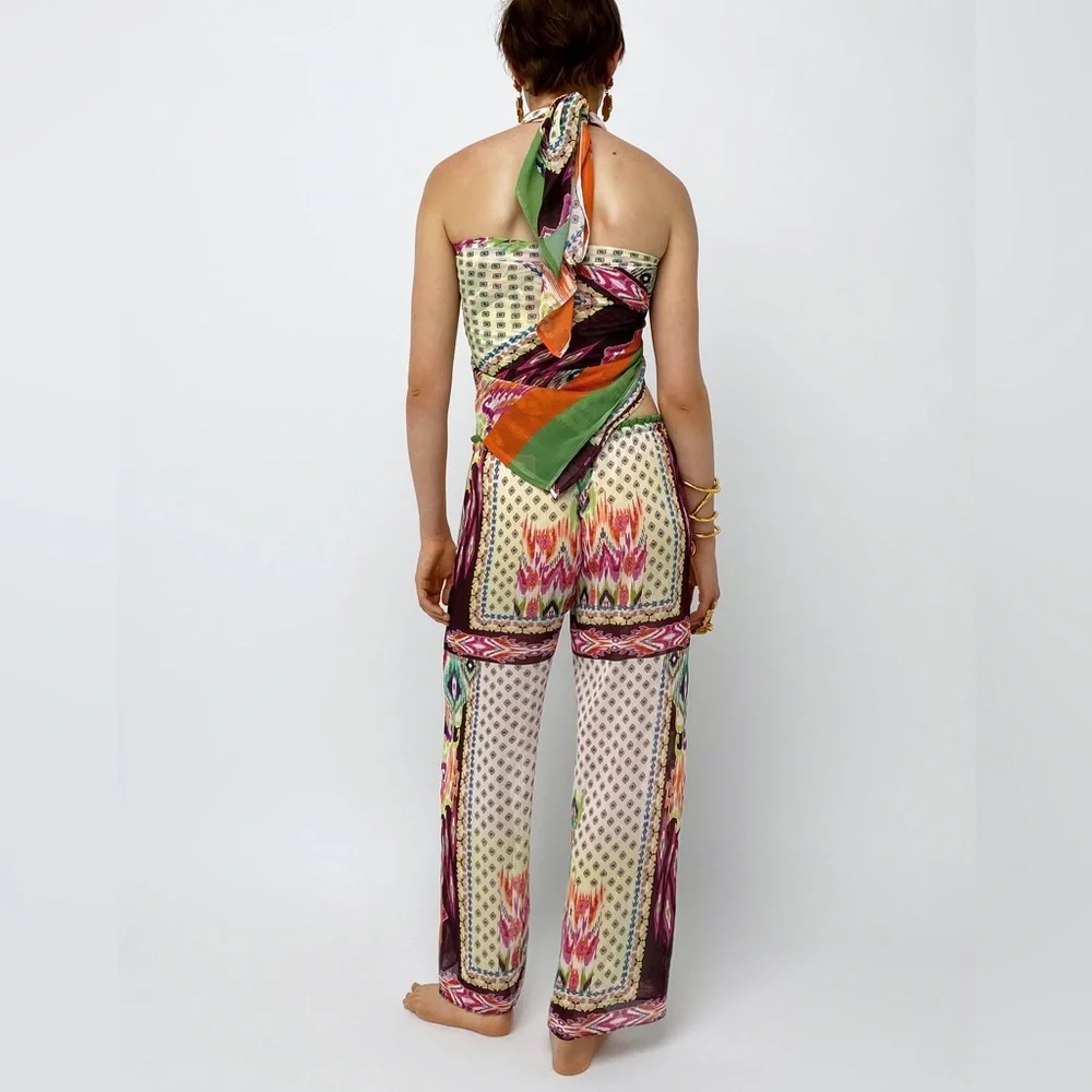 Zara 2 Piece Printed Top & Pants Co Ord Set - Picture 2 of 5